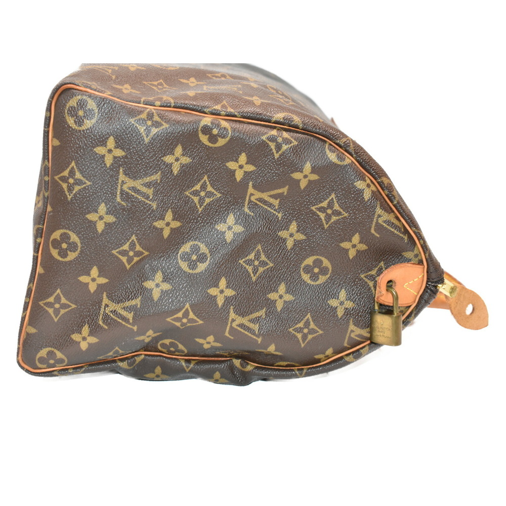 LOUIS VUITTON Speedy Monogram Brown Coated Canvas Handbag Boston Bag Classic - Picture 4 of 7